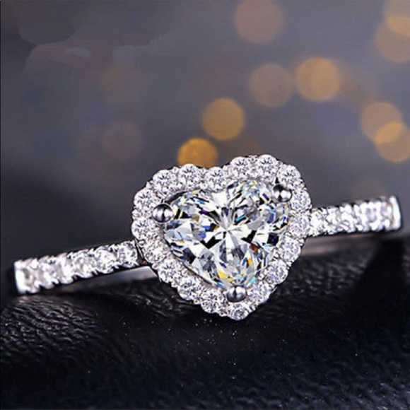 Jewelry - Double heart silver sapphire ring SZ 7